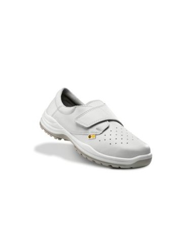 ZAPATO BARCELONA MICROFIBRA PERFORADO BLANCO CIERRE VELCRO 02 SRC