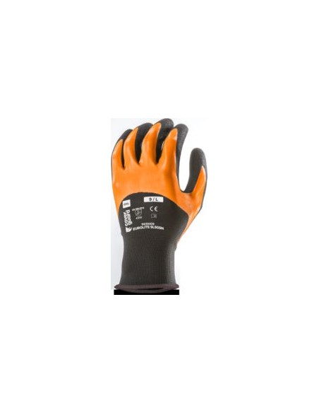 GUANTE 1NISN NYLON NEGRO/NITRILO NARANJA ARENOSO 3/4