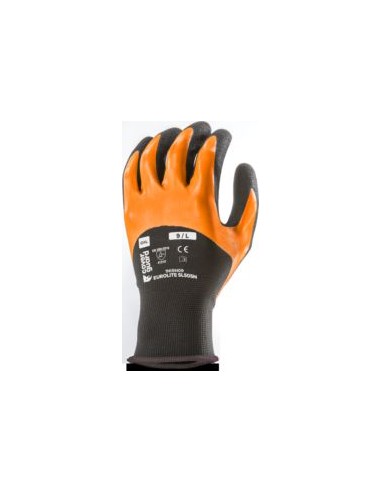 GUANTE 1NISN NYLON NEGRO/NITRILO NARANJA ARENOSO 3/4