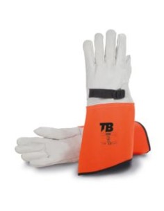 GUANTE PIEL FLOR GRIS C/MANGUITO SERRAJE 919D (CUBREGUANTE)