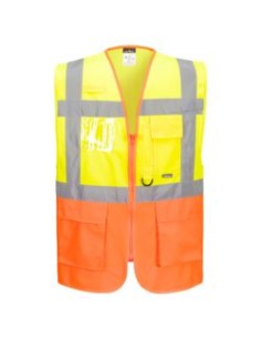 CHALECO EXECUTIVE S376 MULTIB. AMARILLO FL/NARANJA EN471