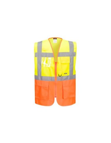 CHALECO EXECUTIVE S376 MULTIB. AMARILLO FL/NARANJA EN471