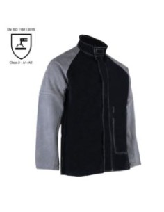 CHAQUETA SOLDADOR SPARKS NEGRA/GRIS 5SPJ010 EN11611 CLASS 2 A1+A2