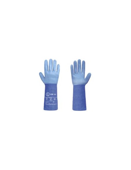 GUANTE Z35 PVC AZUL TRIPLE BAÑO FLOKADO ALG. 35CM