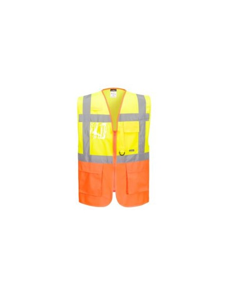 CHALECO EXECUTIVE S376 MULTIB. AMARILLO FL/NARANJA EN471