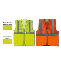 Chaleco con Portaidentificación Malla Textil Amarillo Fl.