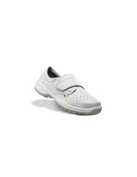 ZAPATO BARCELONA MICROFIBRA PERFORADO BLANCO CIERRE VELCRO 02 SRC