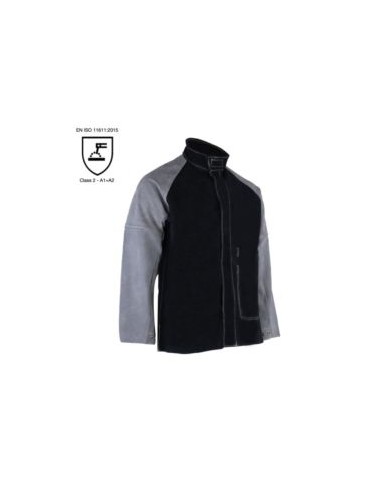 CHAQUETA SOLDADOR SPARKS NEGRA/GRIS 5SPJ010 EN11611 CLASS 2 A1+A2