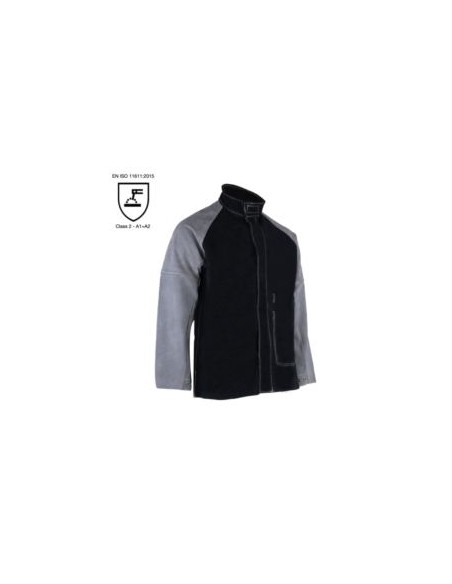 CHAQUETA SOLDADOR SPARKS NEGRA/GRIS 5SPJ010 EN11611 CLASS 2 A1+A2
