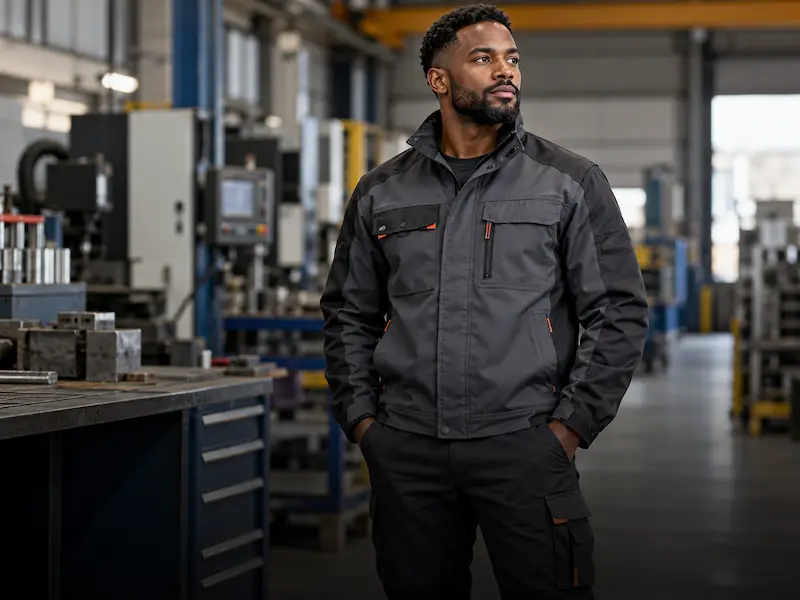 Trabajador con vestuario laboral en entorno industrial